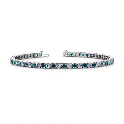 Pre-owned Trijewels Blue & White Diamond Eternity Tennis Bracelet 5.04 Ctw 14k White Goldâ Jp:122890