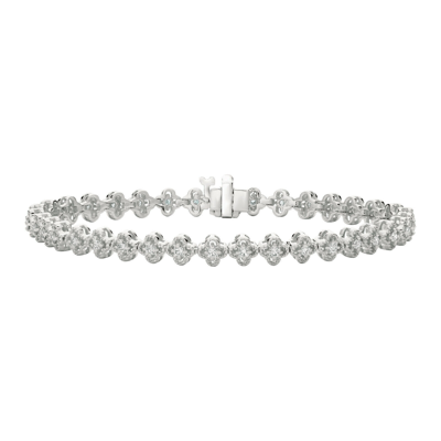 Pre-owned Morris 1.05 Carat Natural Diamond Clover Leaf Bracelet Si 14k White Gold 7 Inches