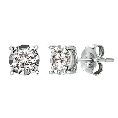 Pre-owned Morris 0.75 Carat Natural Diamond Illusion Set Stud Earrings Si 14k White Gold