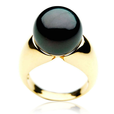 Pre-owned Pacific Pearls® Genuine 13mm  Tahitian Black Pearl Rings Birthday Gift For Sister