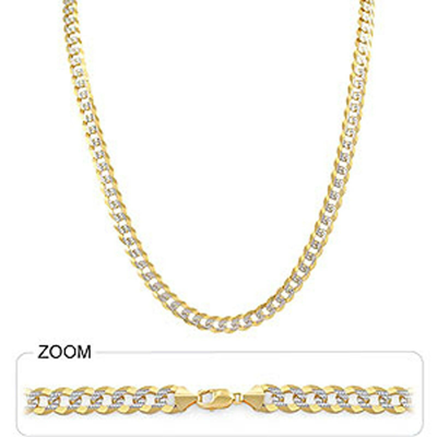 Pre-owned Gd Diamond 28 Gm 14k Two Tone Gold Men's Heavy Necklace Cuban White Pave Chain 6.50mm 18"