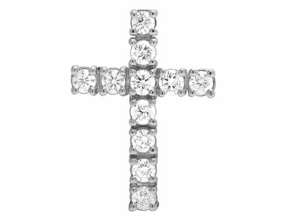 Pre-owned Jewelry Unlimited 14k White Gold Real Diamond One Row Solitaire Cross Pendant 2 1 /5 Ct 31mm