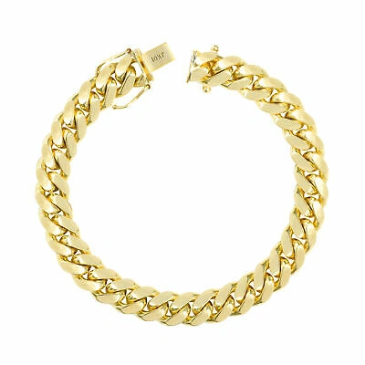 Pre-owned Nuragold 10k Yellow Gold Solid Mens 9mm Miami Cuban Link Chain Bracelet Box Clasp 9"