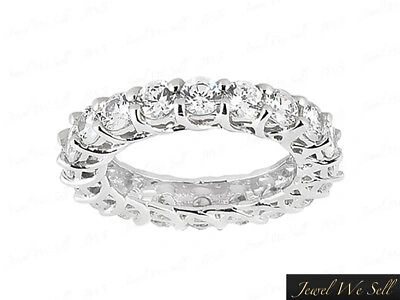 Pre-owned Jewelwesell 4ct Round Diamond Trellis Woven Wedding Eternity Band Ring 18k White Gold F Vs2