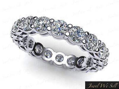 Pre-owned Jewelwesell 3.15ct Round Diamond Shared Prong Gallery Wedding Eternity Band Ring 14k I Si2