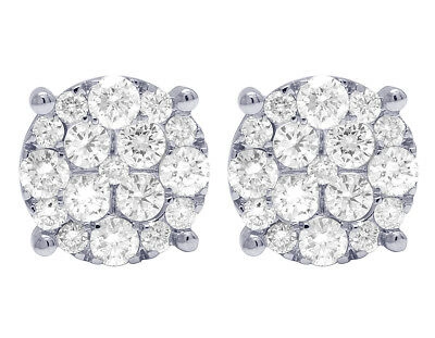 Pre-owned Jewelry Unlimited Men's Ladies Real Diamond Round Studs Earrings In 10k White Gold 2 1/10 Ct 11mm