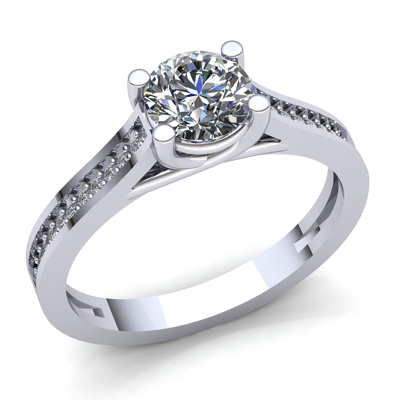 Pre-owned Jewelwesell 1.5carat Round Cut Diamond Ladies Pave Solitaire Engagement Ring 14k Gold