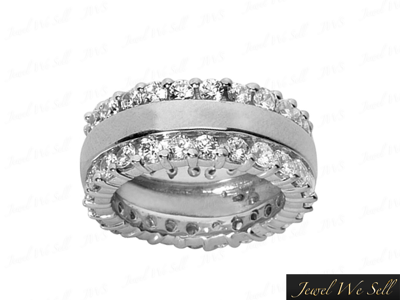 Pre-owned Jewelwesell 3.50ct Round Brilliant Cut Diamond Split 2row Eternity Band Ring 10k Gold G-h I1 In Gh