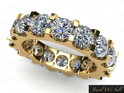 Pre-owned Jewelwesell 3.2ct Round Cut Diamond Shared U-prong Eternity Wedding Band Ring 10k Gold Gh I1