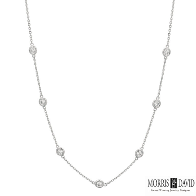 Pre-owned Morris &amp; David 1.00 Carat Natural Diamond By The Yard Necklace 14k White Gold 15 Points Each