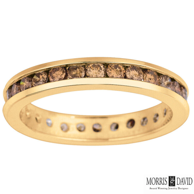 Pre-owned Morris 1.50 Carat Champagne Diamond Eternity Ring Band 14k Yellow Gold Channel Set