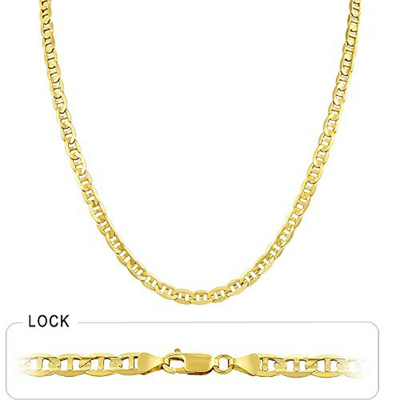 Pre-owned Gd Diamond 4.60mm 22" 19.50gm 14k Gold Yellow Men's Mariner Concave Polished Chain Necklace