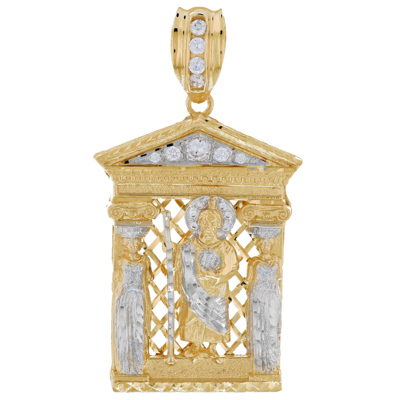 Pre-owned Jackani 10k Or 14k Two Tone Gold Saint Jude White Cz Unisex Religious Saints Pendant
