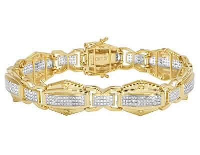 Pre-owned Jewelry Unlimited Genuine Diamond Men's Custom Designer Bracelet In 10k Yellow Gold 2 Ct 14mm