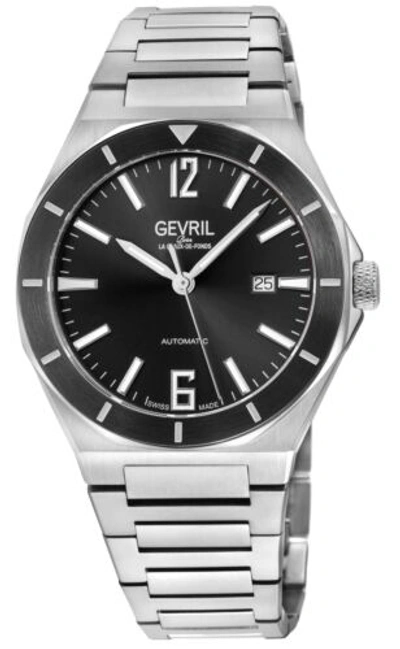 Pre-owned Gevril Men's 48400b High Line Swiss Automatic Sw200 Exhibition Case Back Watch