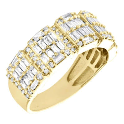 Pre-owned Jfl Diamonds & Timepieces 10k Yellow Gold Round & Baguette Diamond 8mm Statement Wedding Band Ring 1.65 Ct In White