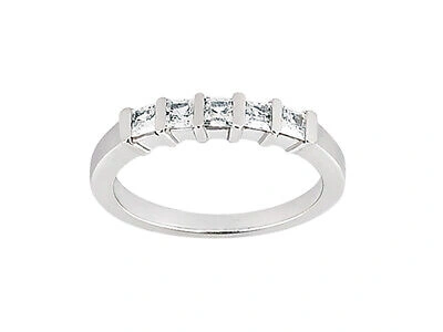 Pre-owned Jewelwesell 5stone 1.00ct Diamond Wedding Band Ring 14k White Gold Princess Si1 Channel
