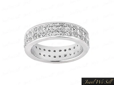 Pre-owned Jewelwesell 2.70ct Round Diamond Two Row Pave Eternity Bridal Band Ring 14k White Gold F Vs2