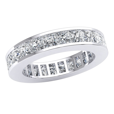 Pre-owned Jewelwesell 3.75ct Channel Eternity Wedding Band Ring Princess Cut Diamond Solid 14k Gold