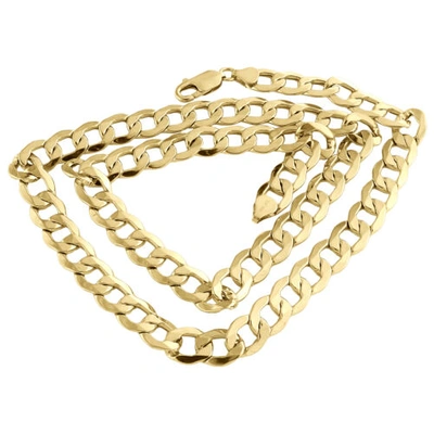 Pre-owned Jfl Diamonds & Timepieces 10k Yellow Gold 9.50mm Hollow Plain Cuban Curb Link Chain Necklace 22 - 30 Inch