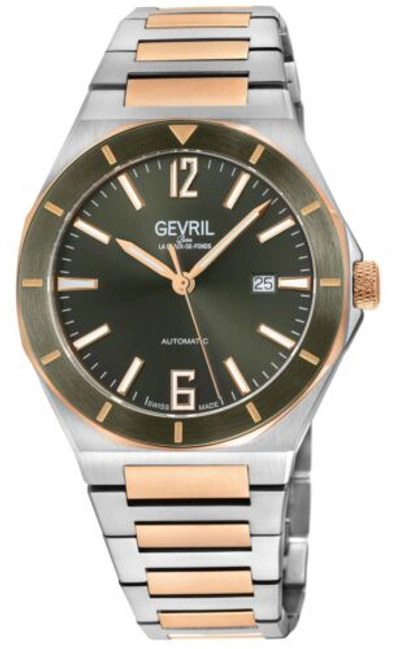 Pre-owned Gevril Men's 48405b High Line Swiss Automatic Sw200 Exhibition Case Back Watch