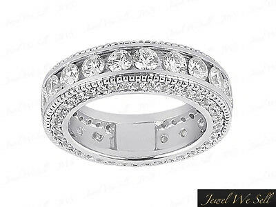 Pre-owned Jewelwesell 2.30ct Round Diamond Milgrain W/ Accents Eternity Band Ring Platinum F Vs2 Prong In White