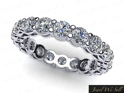 Pre-owned Jewelwesell Eternity Band Ring Open Gallery Shared Prong Round Diamond 2.50ct 18k White Gold In Ij
