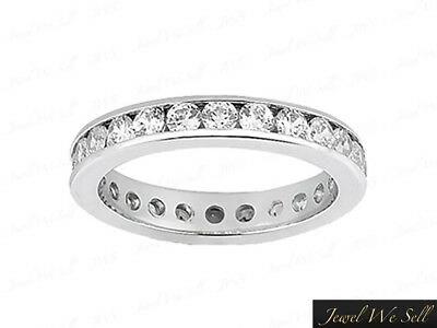 Pre-owned Jewelwesell 1.30ct Round Diamond Classic Channel Set Eternity Wedding Band Ring Platinum Si1 In White