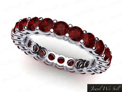 Pre-owned Jewelwesell 2.05ct Round Ruby Shared Prong Gallery Wedding Eternity Ring 950 Platinum Aaaa In F
