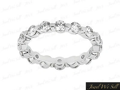 Pre-owned Jewelwesell 1.6ct Round Diamond Shared Single Prong Eternity Band Ring Platinum F Vs2 Ladies In White