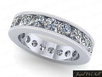 Pre-owned Jewelwesell 1.55ct Round Cut Diamond Milgrain Wedding Eternity Band Ring 950 Platinum Si1 In White