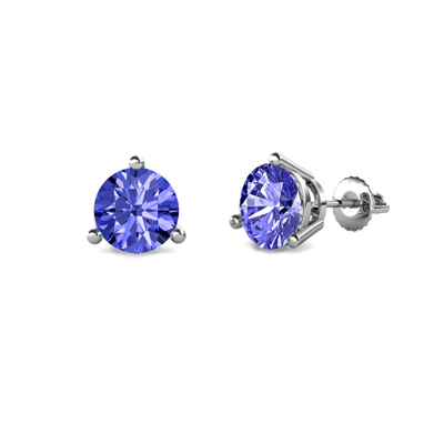 Pre-owned Jp Tanzanite 6.5mm 3 Prong Solitaire Stud Earrings 1.84 Ctw 14k Gold :63656 In Purple
