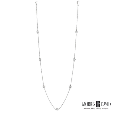 Pre-owned Morris &amp; David 0.75 Carat Diamond By The Yard Necklace Si 14k White Gold 10 Pointers 18 Inch