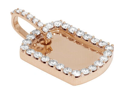 Pre-owned Jewelry Unlimited Dog-tag Egl Certified Vvs 3.5ct Real Diamond Pendant 10k Rose Gold 1.5" In I-j