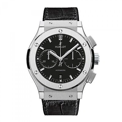 Pre-owned Hublot Classic Fusion Titanium 45 Mm Black Automatic Watch 521.nx.1171.lr