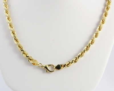 Pre-owned Gd Diamond 82.00gm 14k Solid Gold Yellow Men's Diamond Cut Rope Chain Necklace 24" 6.00mm