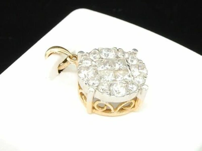 Pre-owned Jfl Diamonds & Timepieces Princess Cut Diamond Pendant Charm Circle Fashion 14k Yellow Gold 1 Ct In White
