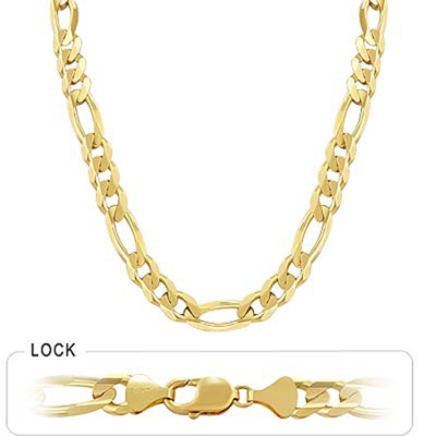 Pre-owned Gd Diamond 85.50gm 14k Solid Gold Yellow Men's Figaro Chain 24" 9.50mm Necklace Polished