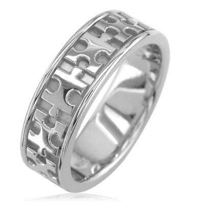Pre-owned Undisclosed Autism Awareness Jigsaw Puzzle Piece Ring Band In 14k White Gold, Ring Sizes 9 T