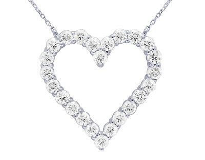 Pre-owned Jewelry Unlimited Heart Shaped 1 9/10 Ct Real Diamond Necklace 14k White Gold 19" In G-h