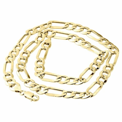 Pre-owned Jfl Diamonds & Timepieces Real 10k Yellow Gold Solid Figaro Chain 9.50mm Necklace Lobster Clasp 22-30 Inch