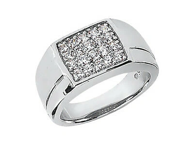 Pre-owned Jewelwesell Genuine 1.00ct Round Cut Mens Wedding Band Ring 950 Platinum Si1 Prong Setting