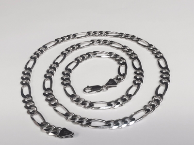 Pre-owned Nova 14k Solid White Gold Mens Figaro Curb Link Chain/necklace 30" 7mm 55 Grams In No Stone