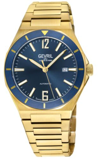 Pre-owned Gevril Men's 48402b High Line Swiss Automatic Sw200 Exhibition Case Back Watch