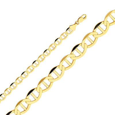 Pre-owned Td Collections Mens 14k Real Solid Yellow Gold 7.7mm Flat Mariner Chain / 8.5" - 26''