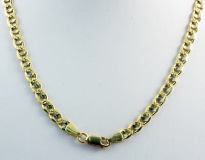 Pre-owned Gd Diamond 5.00mm 18" 15.20gm 14k Two Tone Solid Gold Men's Mariner Concave Necklace Chain In Multicolor