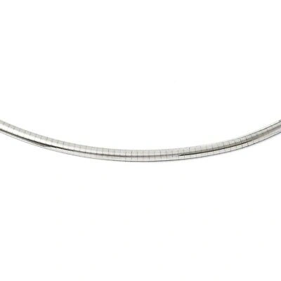 Pre-owned Skyjewelers Real 14k White Gold 4mm Domed Omega Necklace; 18 Inch; Women & Men