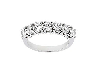 Pre-owned Jewelwesell 7stone 1.75ct Diamond Wedding Band Ring 10kt White Gold Round G-h I1 Prong In Gh