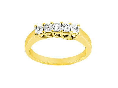 Pre-owned Jewelwesell Natural 1.00ct Diamond Wedding Band Ring 14k Yellow Gold Princess H-i Si2 Prong