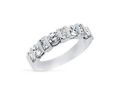 Pre-owned Jewel We Sell Natural 1.08ct Diamond Wedding Band Ring 14k White Gold Princess H Si2 Channel